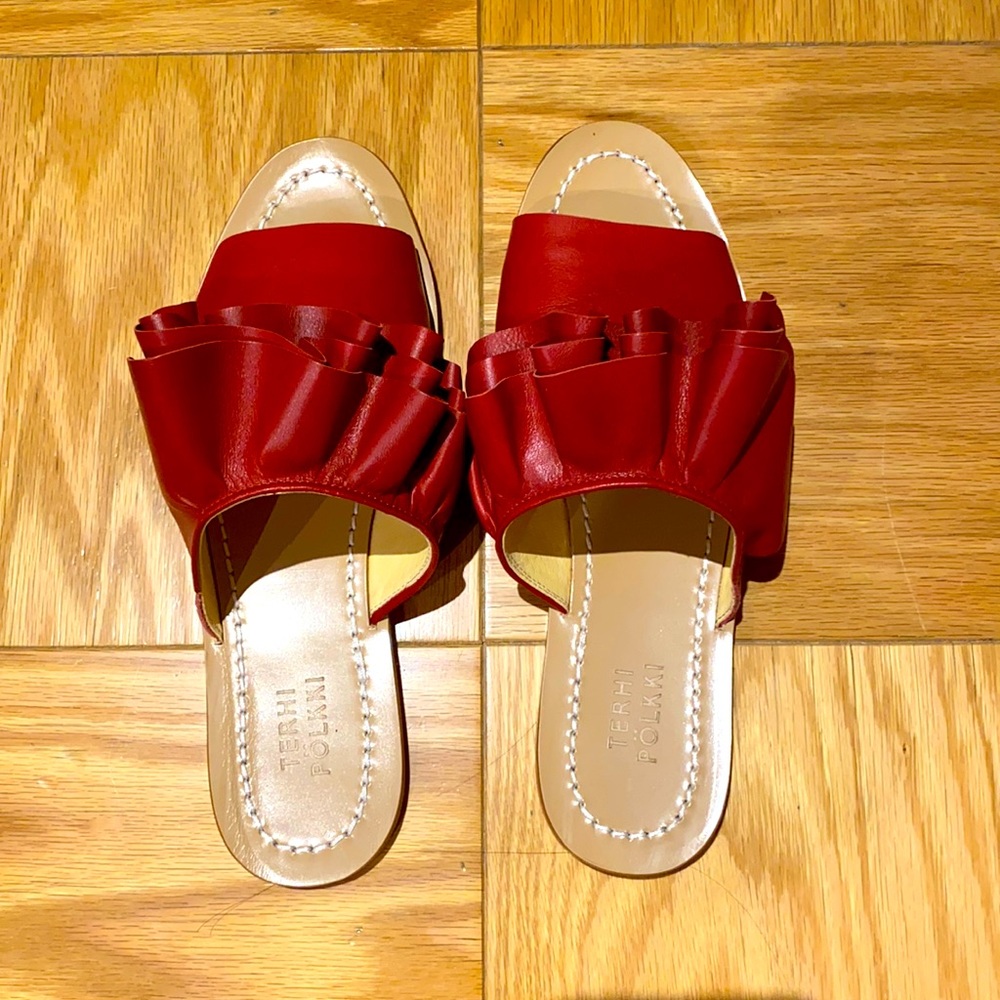 Ruffle Sandals, Brand New, Red/Rouge